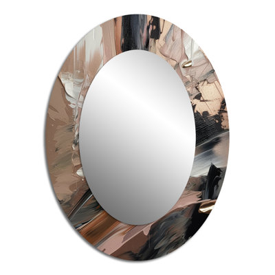 Brown And Black Beyond Boundaries II - Large Oval Wall Mirror On Metal