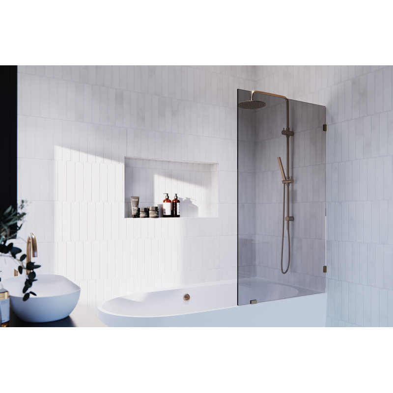 Panneau de salle de bain fixe simple teinté gris sans cadre 34 po x 58,25 po Ursa, Bronze brossé