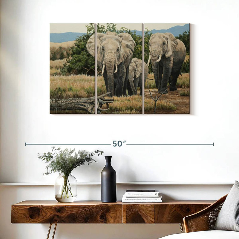 African Giants Elephants, 24" H x 38" W