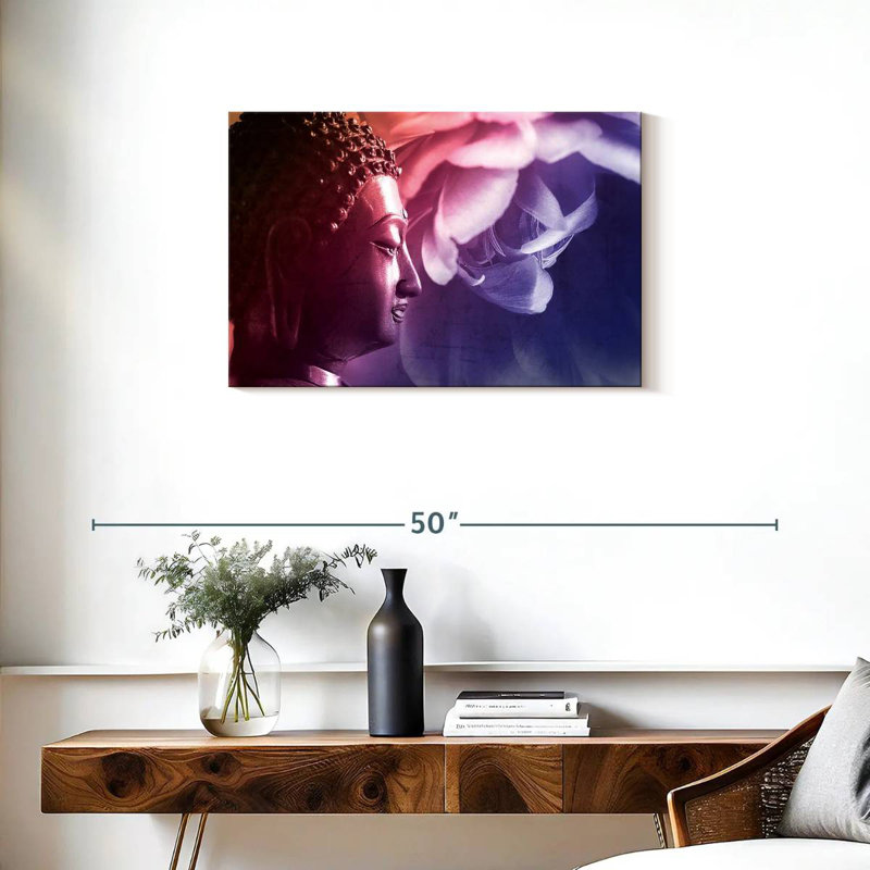 Bouddha Leisha et fleur, H 20 po x l 30 po