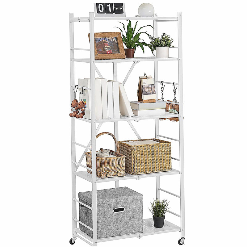 Étagère de rangement pliante avec roulettes 5 niveaux