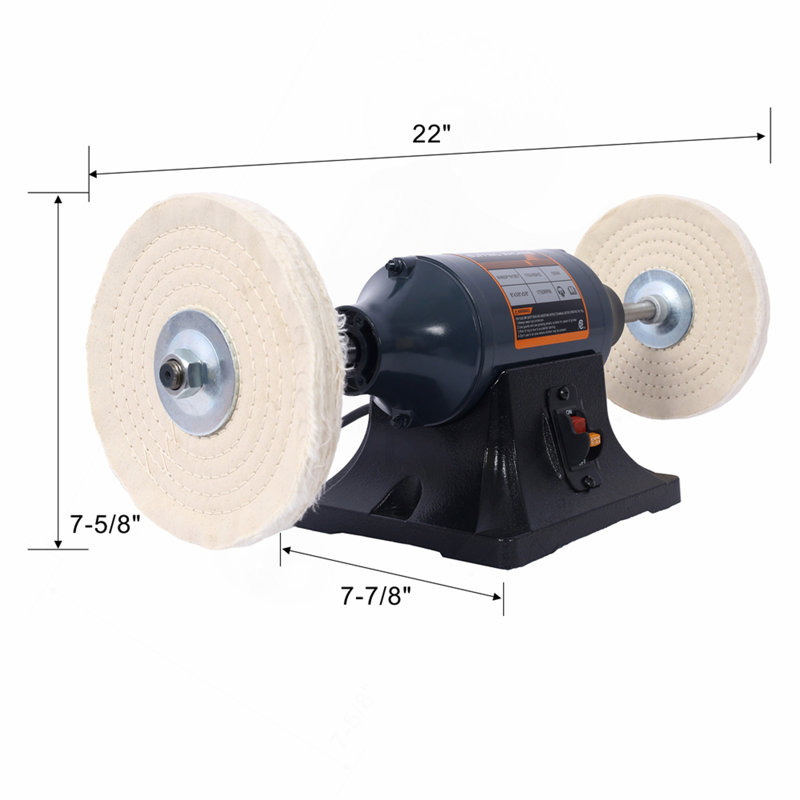 Extra long 8-Inch Electric Polisher Bench Buffer Grinder -4 Pole motor; Includes 4PCs 80Ply Thic Buffing Wheels for Polishing Metal, Jewelry, Knives, Wood, Jade,etc. CSA Certificated