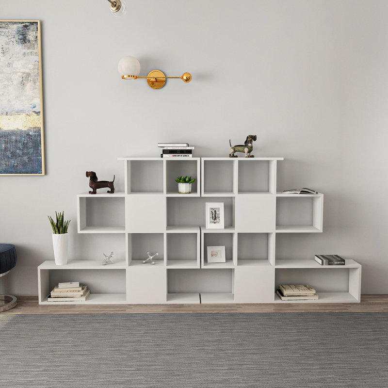 Deddo Geometric Bookcase, White