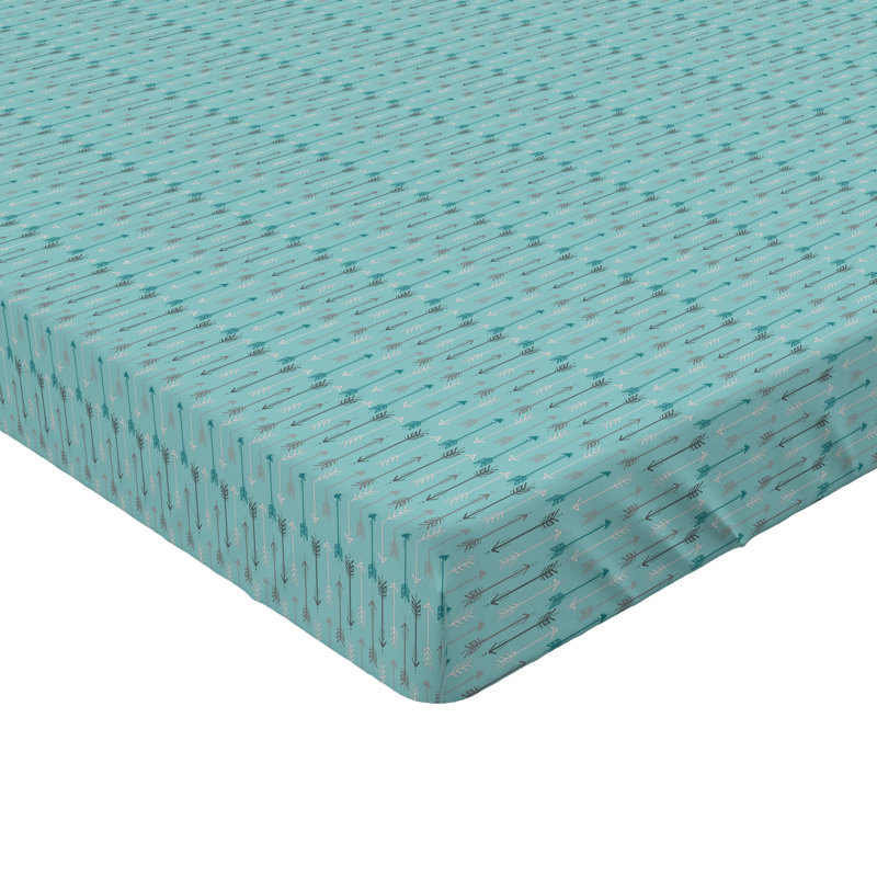 Drap-housse orange Ambesonne, Drap-housse de taille très grand, Turquoise / gris / blanc