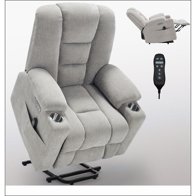 Power Lift Recliner Chair with Massage and Heat for Elderly, Overstuffed Wide Recliners, Heavy Duty Motion Mechanism with USB and Type C Ports