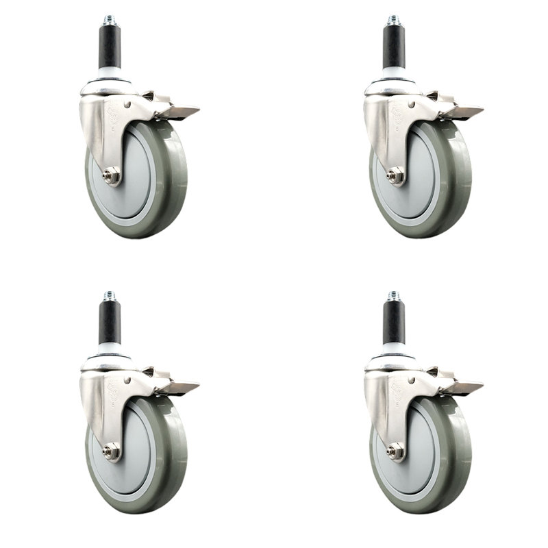 Jeu de roulettes extensibles en poly, H 5 po x l 5 po, gris