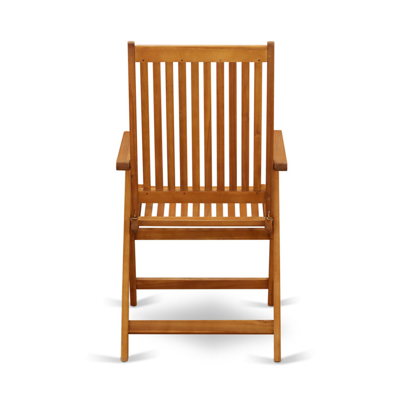 9 Piece Outdoor Patio Dining Sets Includes a Rectangle Acacia Wood Table and 8 Folding Adjustable Arm Chairs, 40x72 Inch, Natural Oil