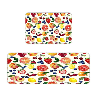 Ensemble de 2 tapis de cuisine aquarelle blanc