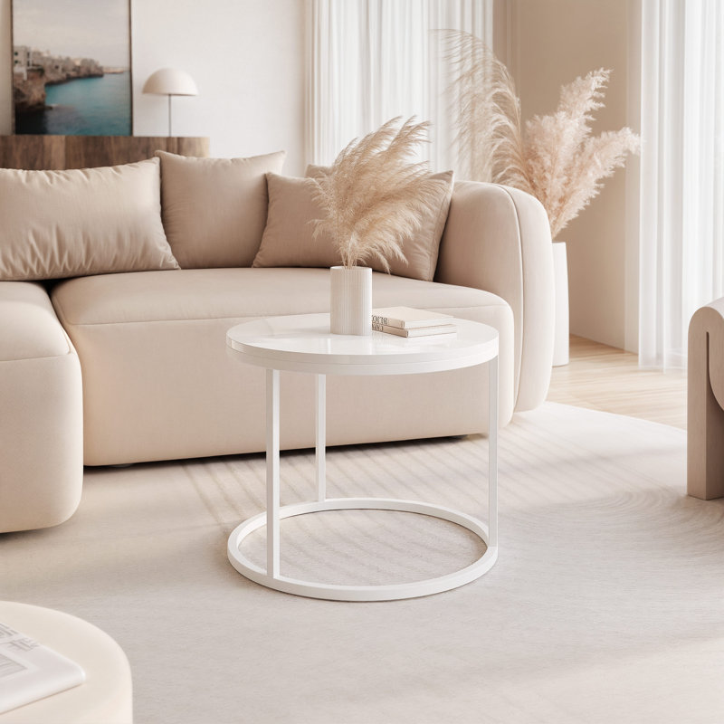 Coffee Table with Storage, White, 42 cm H x 50 cm L x 50 cm W, White Gloss