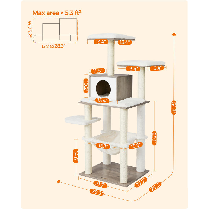Garyville 54.3'' H Cat Tree, Heather Greige