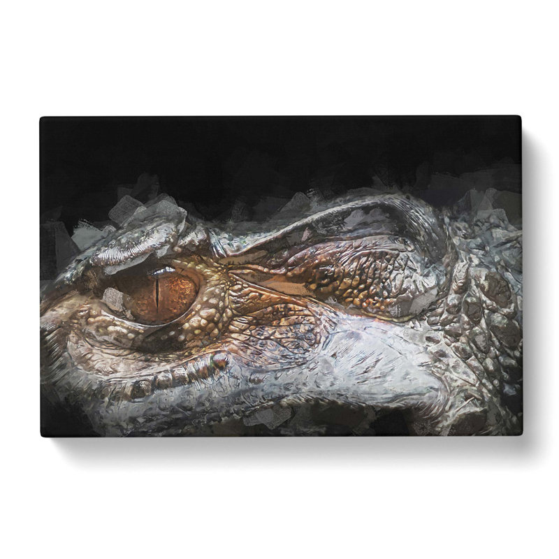 Alligator Watchful Eye In Abstract - Wrapped Canvas Print, 60cm H x 91cm W x 3cm D