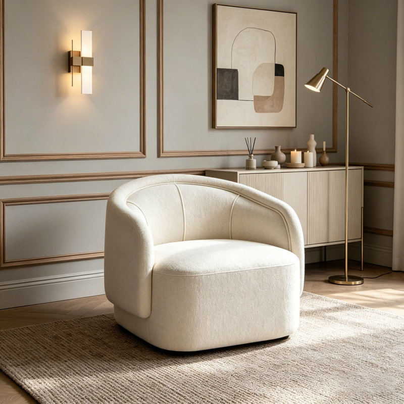 Fauteuil d'appoint incurvé, Crème