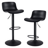 Furniture Modern Design Barstools With Adjustable Height And 360 Rotation,Ergonomic Streamlined Polypropylene High Bar Stools For Bar Counter, Kitchen And Home (Set Of 2, Black)