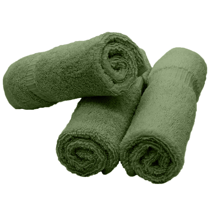 100% Cotton Washcloth Towel Set, Moss