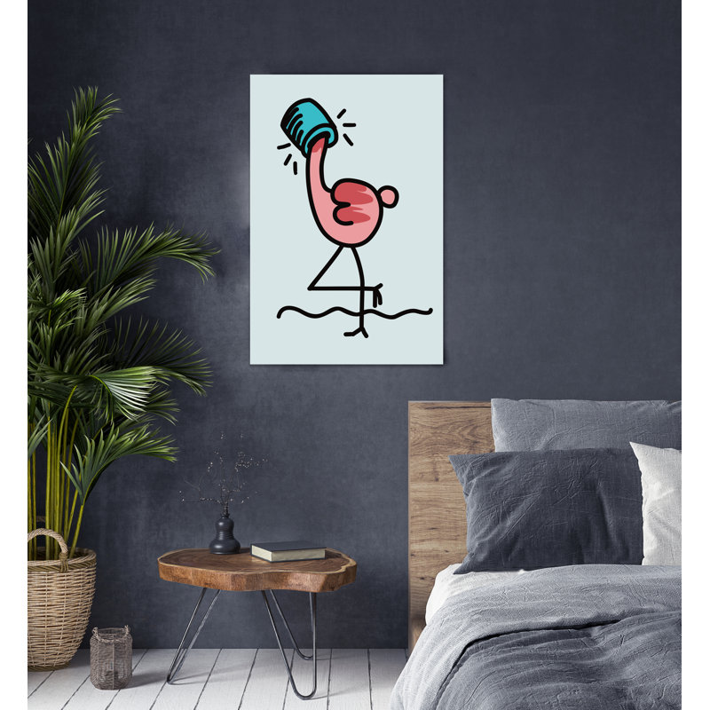 Flamingo 1 Piece Single Picture Frame Painting on Canvas, 90 cm H x 60 cm W