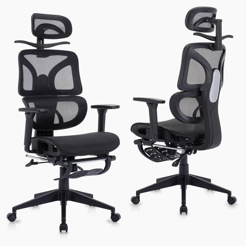 Chaise de bureau en filet avec repose-pieds