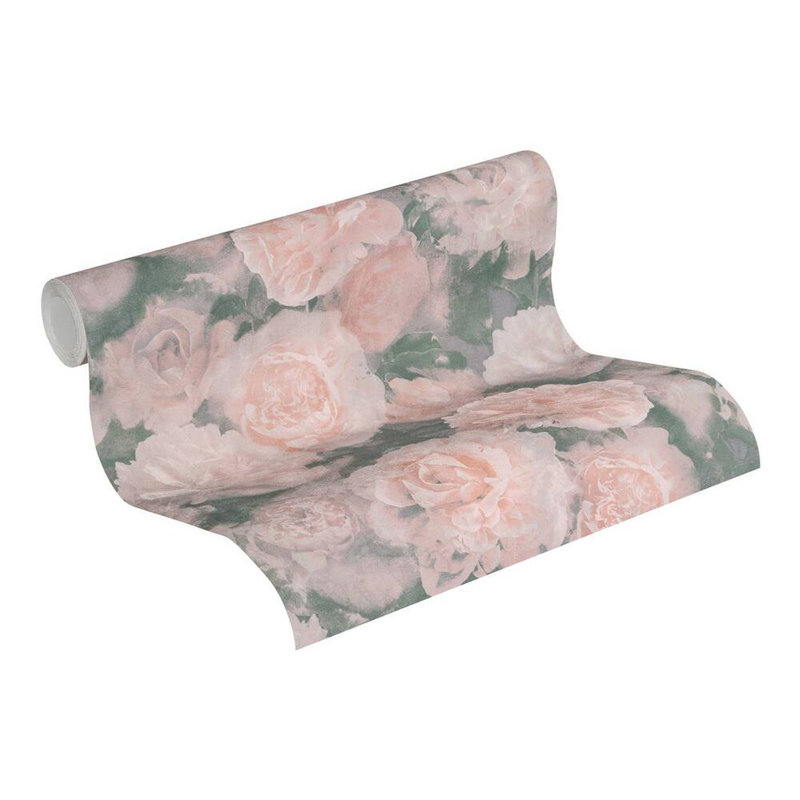 Rouleau de papier peint texturé L 33 pi x l 21 po, Rose rose / gris
