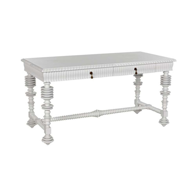 Portuguese Solid Wood Writing Desk, Solid White