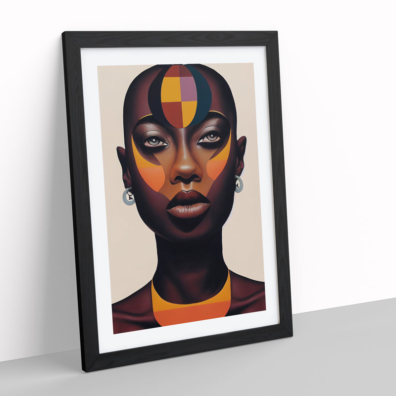 Striking Woman No.1 Abstract - Single Picture Frame Print, 64cm H x 46cm W x 2cm D, Black 