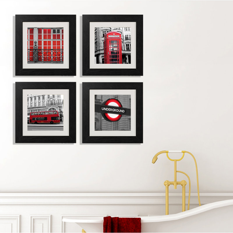 « Red London », ensemble de 4 reproductions de photos encadrées