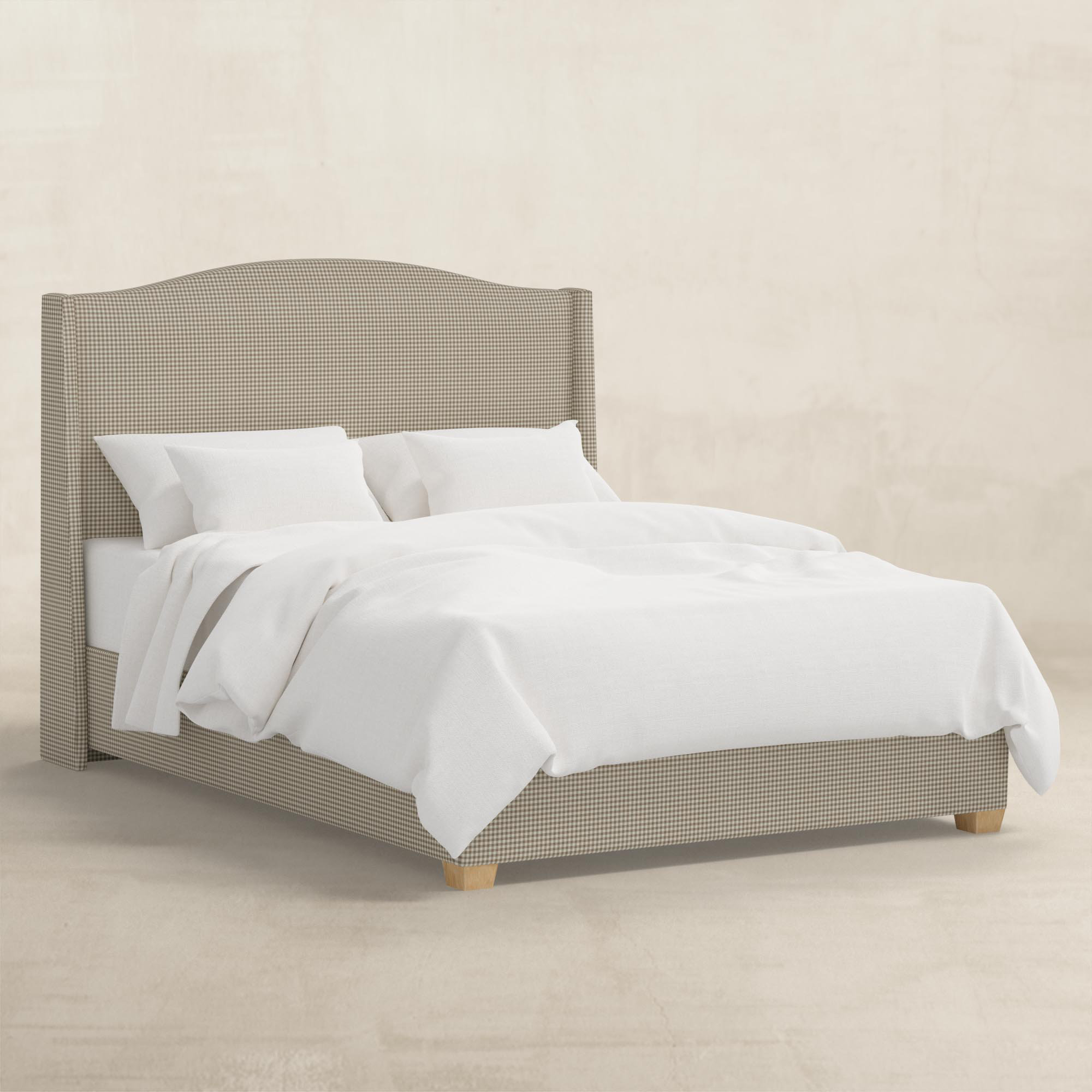 Upholstered Wingback Bed, Burlap, Twin