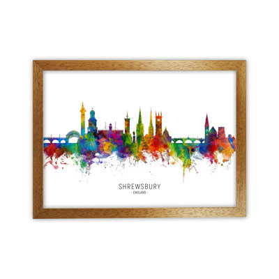 Shrewsbury England Skyline by Michael Tompsett - Print