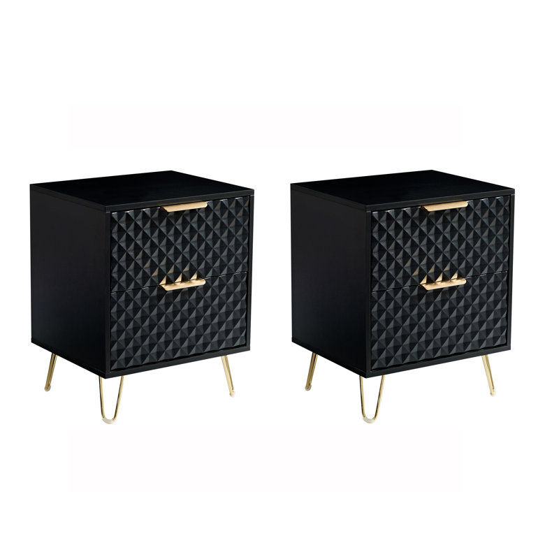 Table de chevet, ensemble de 2, Noir