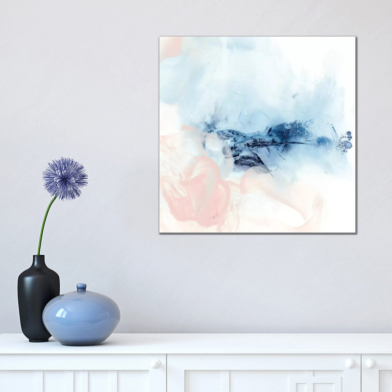 Indigo & Blush I par Ethan Harper - reproduction d'art, H 18 po x l 18 po x 1,5 po, Toile tendue, Pas de tapis