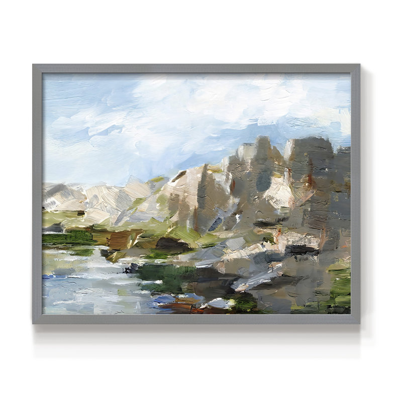 Western Cliffs II -Framed Print - Restickable, 8" H x 10" W, Gray