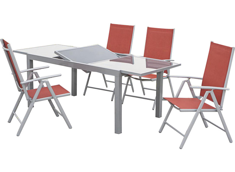Ashmita 4 - Person Patio Dining Set with Rectangular Table, Terracotta