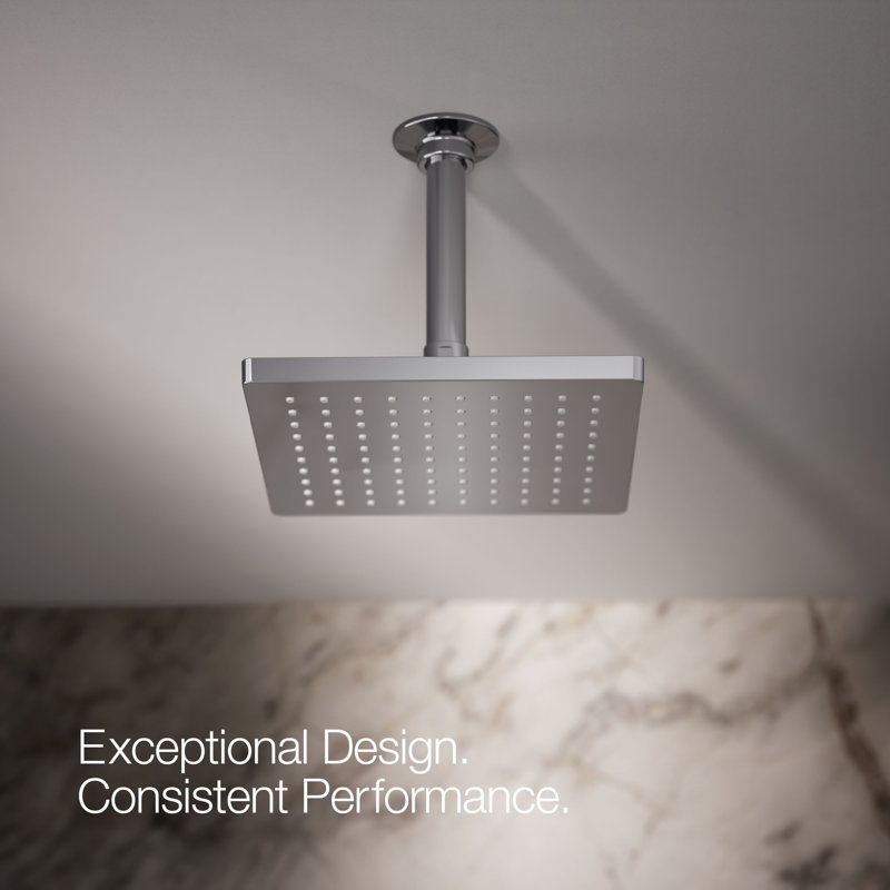 Honesty 8" Single-Function Wall or Ceiling-Mount Square Rainhead, Square Rain Showerhead 2.5 GPM, Polished Chrome