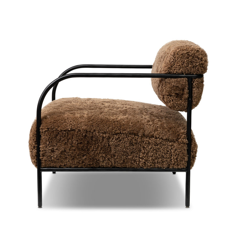 Fenn Chair-Champagne Mongolian Fur, Amber Shearling