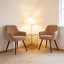 Chaise d'appoint rembourrée brune Mid-Century avec dossier capitonné, ensemble de 2