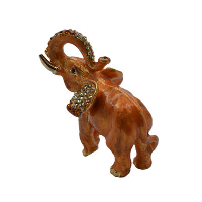 Boîte à bijoux bijou éléphant brun avec émail