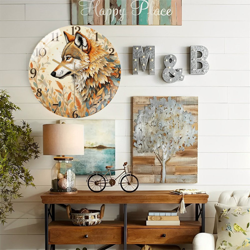 Horloge murale loup