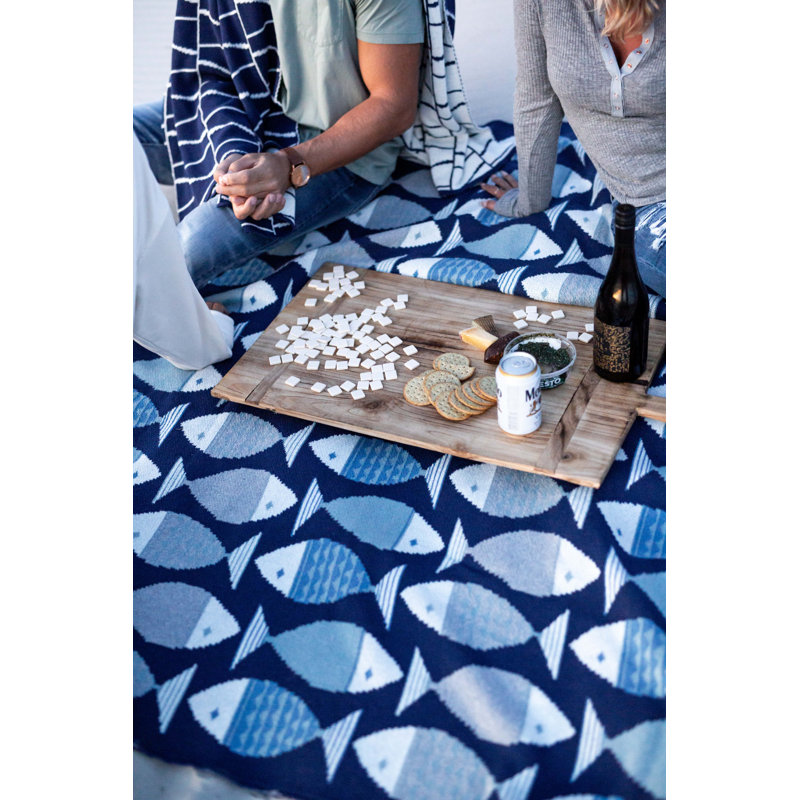 Knitted Throw Blanket, Blue