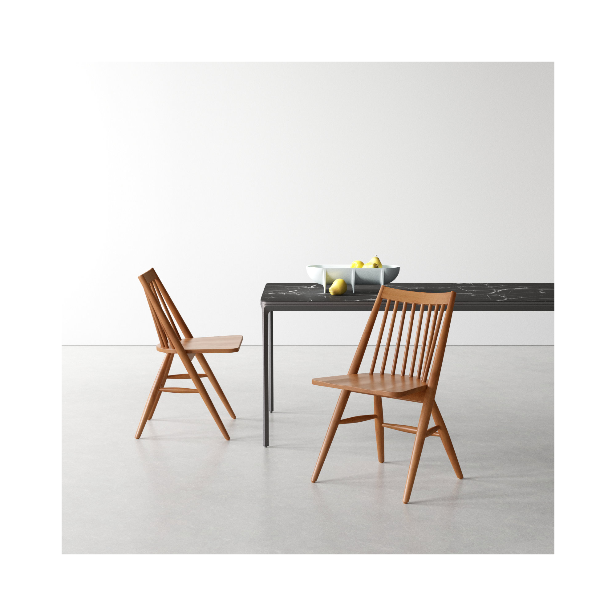 Kloss Solid Wood Slat Back Side Chair, Walnut