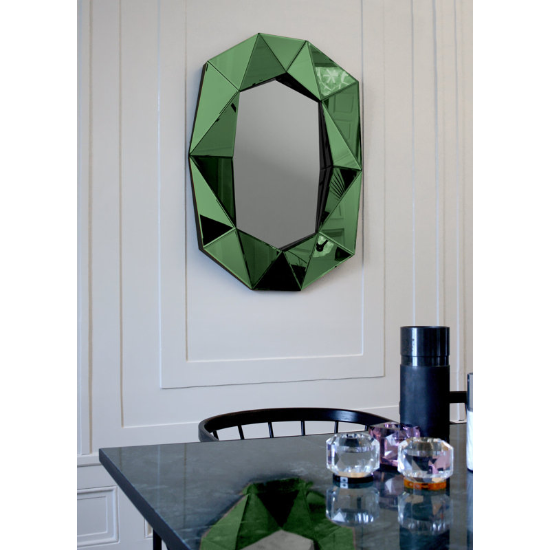 Diamond Manufactured Wood Floor/Wall Mirror, Green, 28.3" x 39.4"