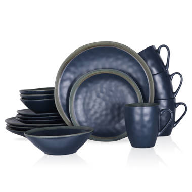 Stone + Lain Tom Stoneware Grey and Blue Dinnerware Set | 16-Piece 4