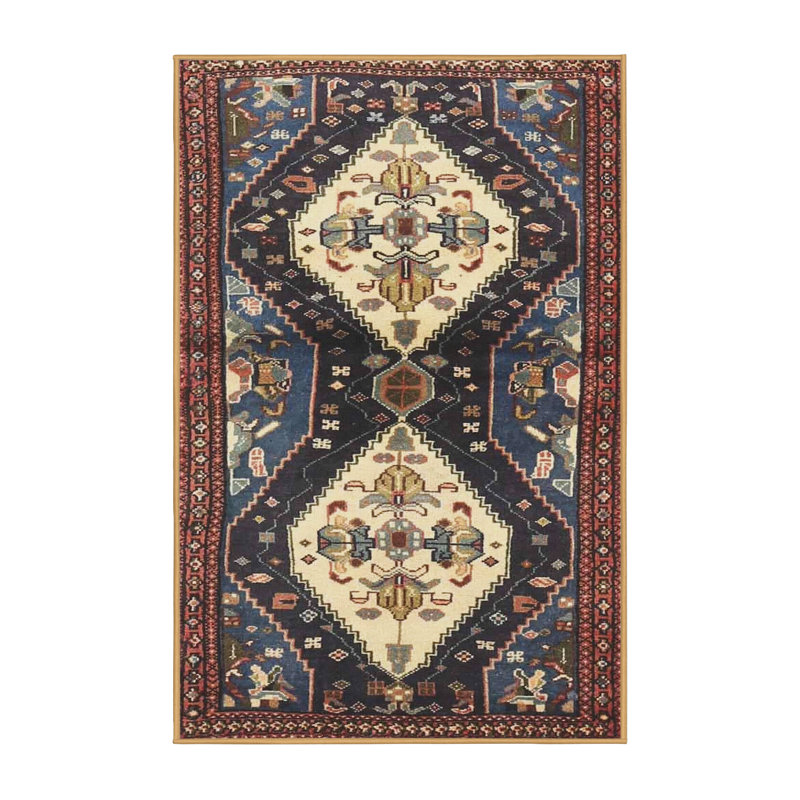 Tapis beige/noir traditionnel, Rectangle 4 pi x 6 pi