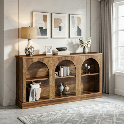 Console 63 po, table d'entrée avec rangement à 3 niveaux, canapé rustique pour le couloir et le salon