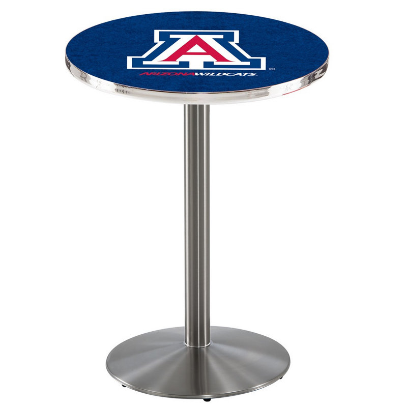 Round Metal Base Dining Table, Stainless Steel, University of Arizona