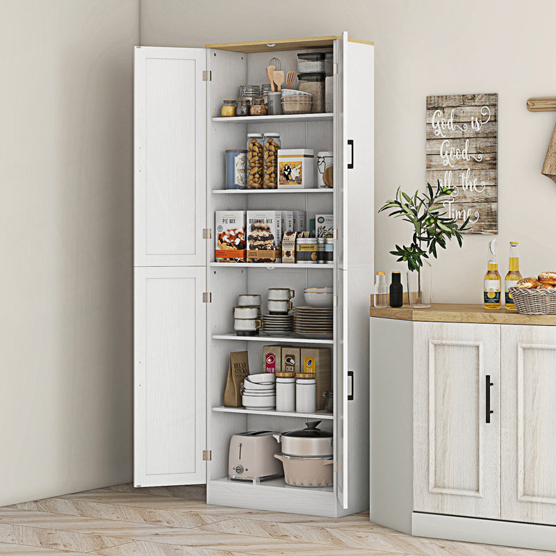 Armoire de rangement autoportante à 4 portes avec tablettes réglables