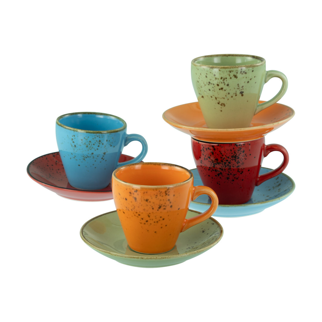 Nature Collection Mediterran, 8-teiliges Geschirrset, Espresso Set Aus Steinzeug