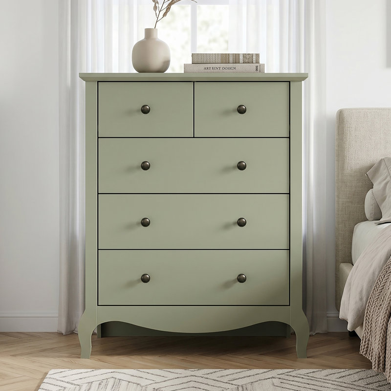 Sterra 5 Drawer Chest of Drawers, Sage Green