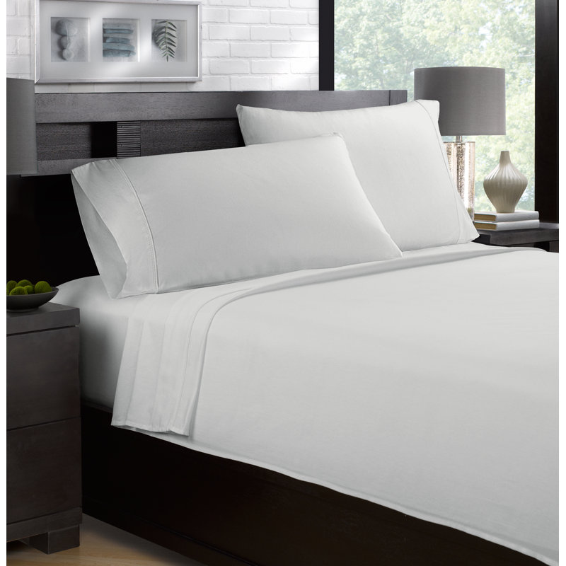  500 Thread 100% Cotton Sateen Sheet Set (4PC.), Queen, Stone