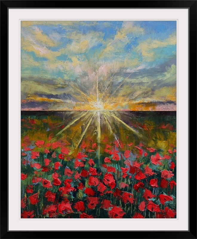 « starlight pops landscape » par l’impression de peintures Michael Creese, H 28 po x l 24 po x P 1 po, Cadre noir