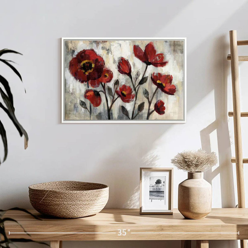 Simplicité florale, Cadre flottant blanc, 19 po x 13 po