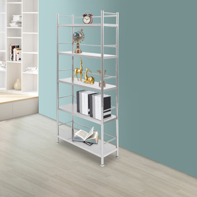 Stainless Steel Shelf 5-Tier Free Standing Storage Rack For Bathrooms, Living Rooms, Toilets, Offices, Kitchens