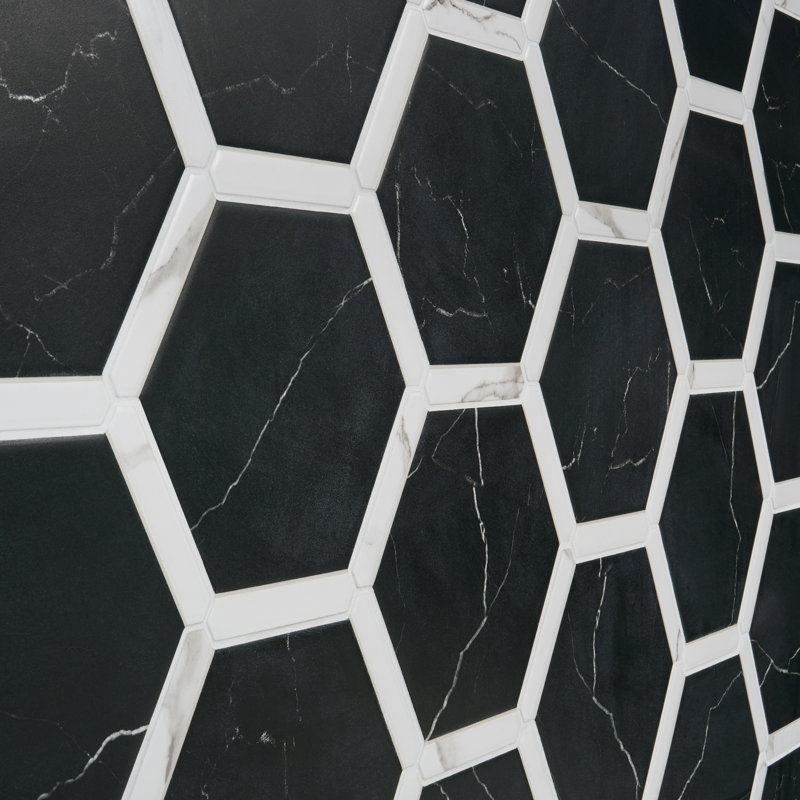 Samara 9" x 10" Porcelain Tile, Black